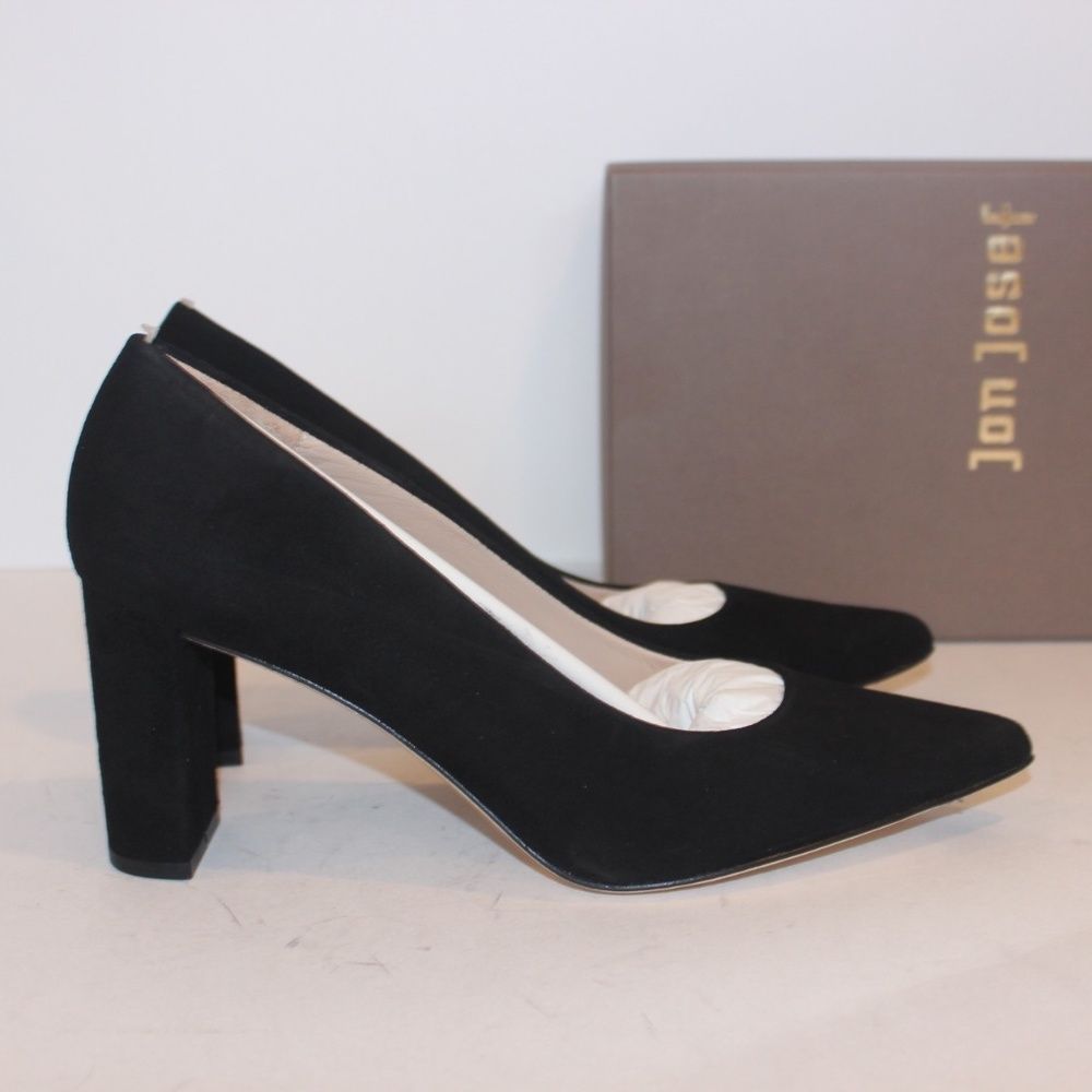 NWT Jon Josef Anthropologie Jasmin Black Suede Heels Women Size 9.5